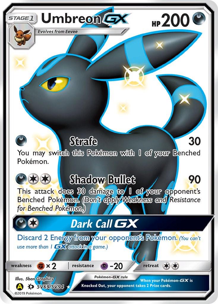Hidden Fates Umbreon GX Pokémon card